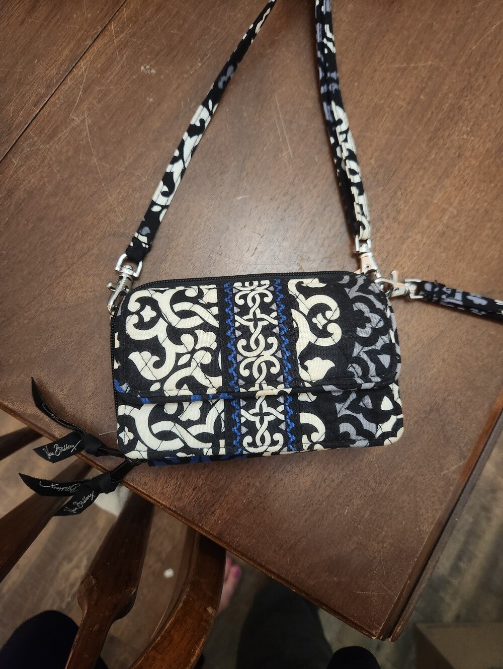 Vera Bradley All In One Retired Canterbury Cobalt Crossbody Wristlet Wallet - Picture 1 of 1